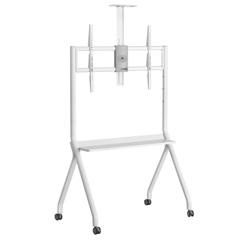Suporte de TV de chão MACLEAN MC-114 W para ecrãs 55-100 polegadas, branco, VESA até 900x600, carga máxima 120 kg, altura 115–152 cm, prateleira