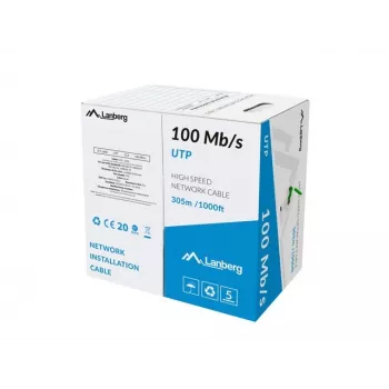Cabo de rede LANBERG LCU5-10CC-0305-G U/UTP Cat5e 305 m verde, 24 AWG, CCA, bainha PVC