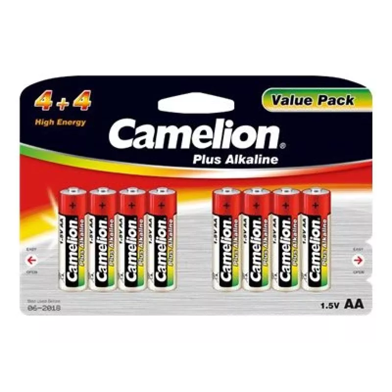 Pilhas alcalinas CAMELION AA LR6 Plus — pack de 8, AA (LR6)