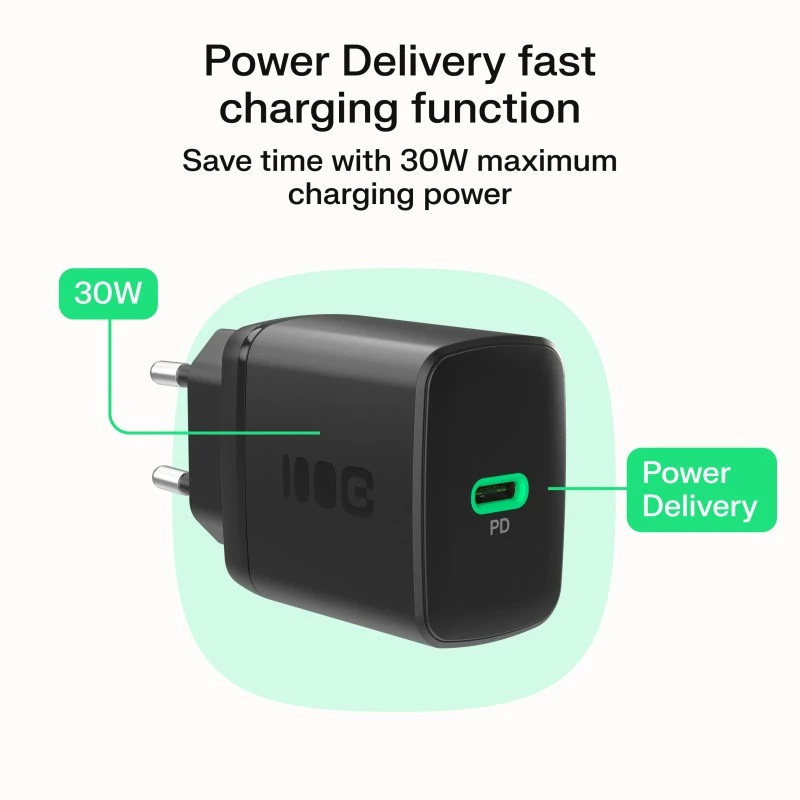 Fonte de alimentação Green Cell PowerSource Solo30 30W preta — carregador USB-C de porta única