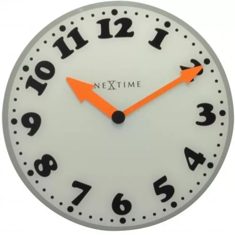 Relógio de parede NeXtime 8152 Girl, Ø43 cm, branco/cinzento/preto/laranja