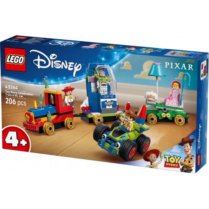 LEGO Disney Toy Story Comboio de celebração e carro de controlo remoto conjunto 43264 — 206 peças, 4 minifiguras, idade 4+