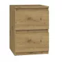 Mesa de cabeceira Top e shop M2 ARTISAN, 2 gavetas, madeira de carvalho, 300×300×400 mm