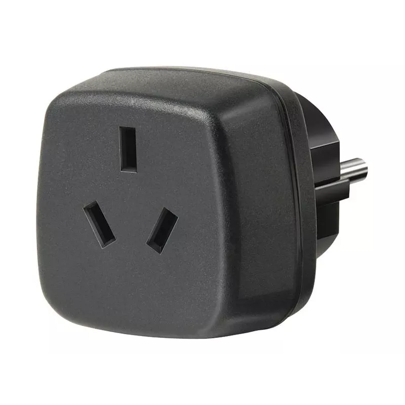 Adaptador de viagem AUS/CN > ficha com terra, adaptador de tomada preto