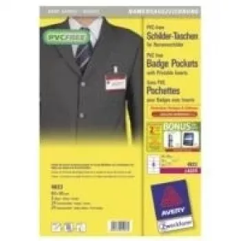 Porta-crachás AVERY 4823, transparente, 90 × 60 mm, pack de 24