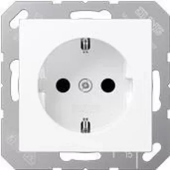 Tomada Type F Jung A 1520 BFKI WWM, 16 A, 250 V, branco, termoplástico, 55×55 mm