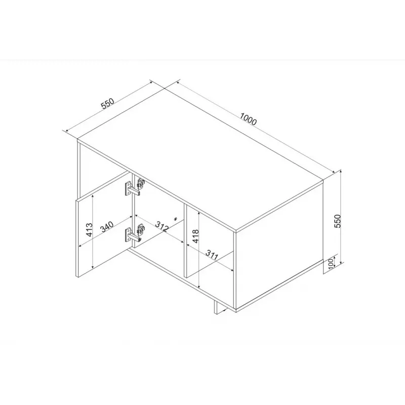 Mesa de centro Cama Meble ALMA 100×55×55 cm, tampo retangular bege, acabamento caxemira