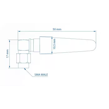 Antena LTE Teltonika 003R-00296, 5dBi, ficha SMA, angular