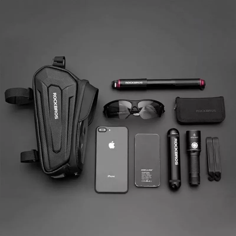 Rockbros B68 Bolsa de quadro de bicicleta com bolso para telemóvel 1,7 l preta