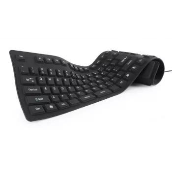 Teclado de silicone USB+PS/2 preto