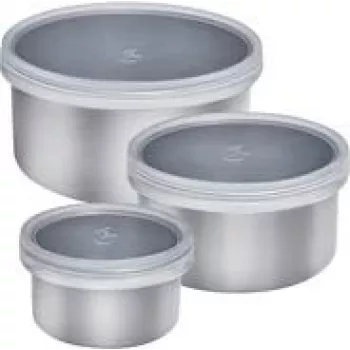 Conjunto de recipientes de armazenamento de alimentos Lurch 240885 — 3 peças, 0,4 L cada, prateado
