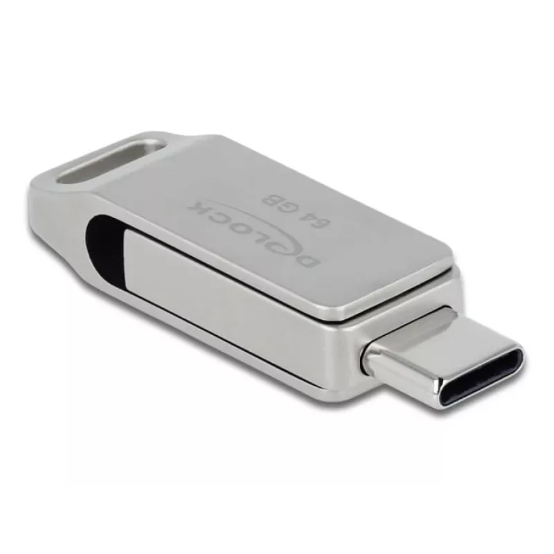 Pen USB DeLOCK 64 GB USB-C Type-A rotativa caixa metálica