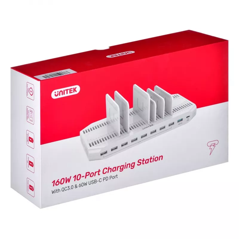 Organizador com estação de carregamento UNITEK Y-2190 de pé branco