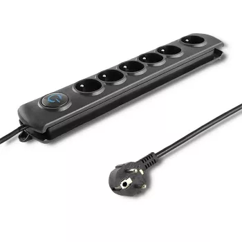 Proteção contra sobretensões Qoltec 50172 preto 6 tomadas AC 230V 5m