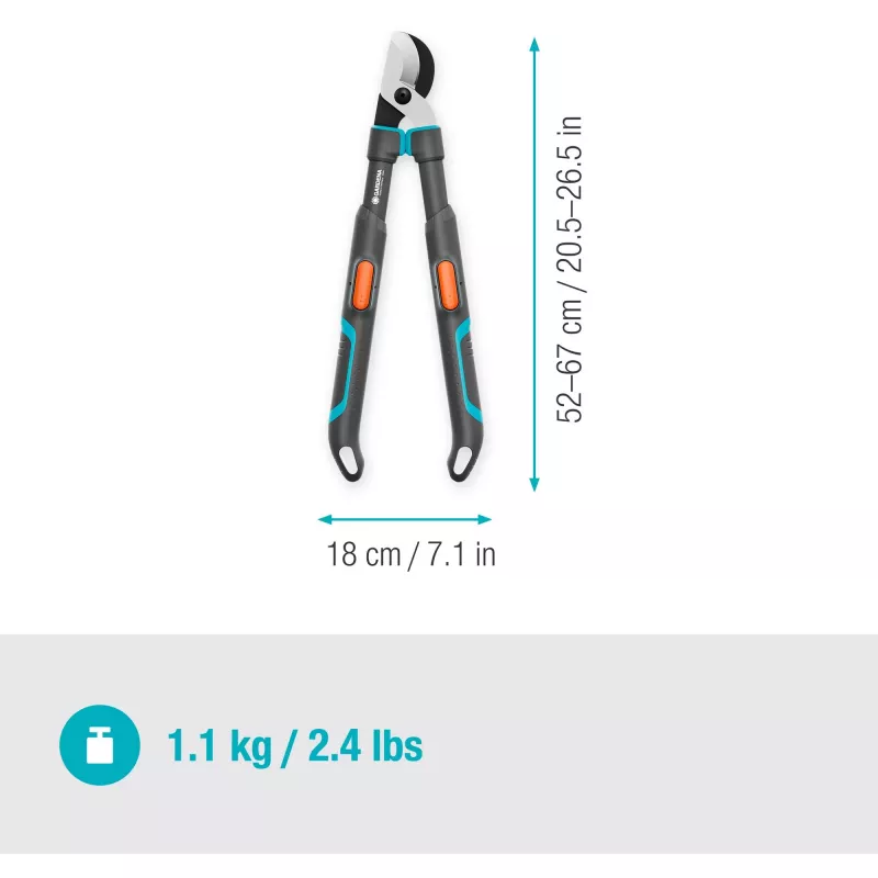 Gardena tesoura de poda TeleCut Pro S cinzento/turquesa 52cm - 67cm (12040-88)