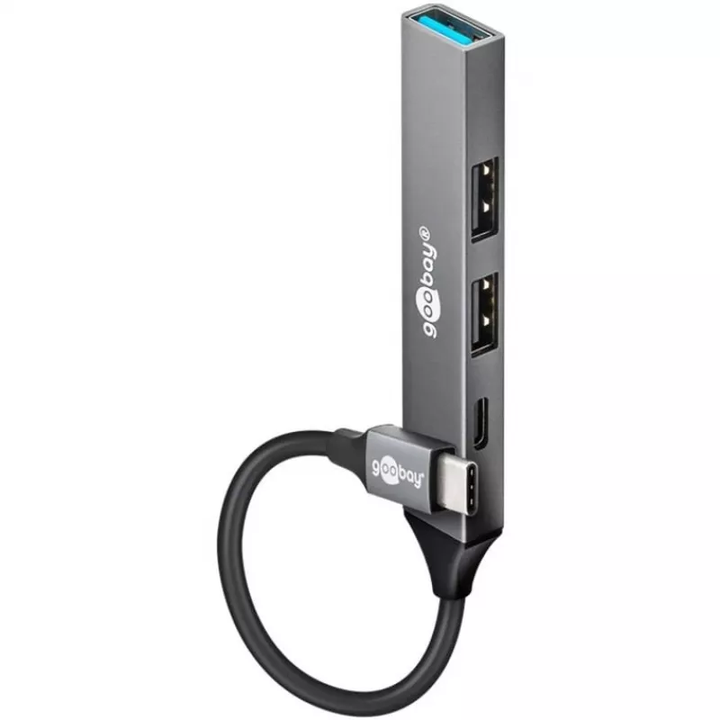 Hub USB Goobay Slim 4 portas, USB-C™ para USB-C™/USB-A, USB 3.2 (74459)
