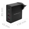Carregador Qoltec GaN POWER PRO | 2xUSB-C | 2xUSB | 130W | 5-20V | 1.5-5A | XP | preto