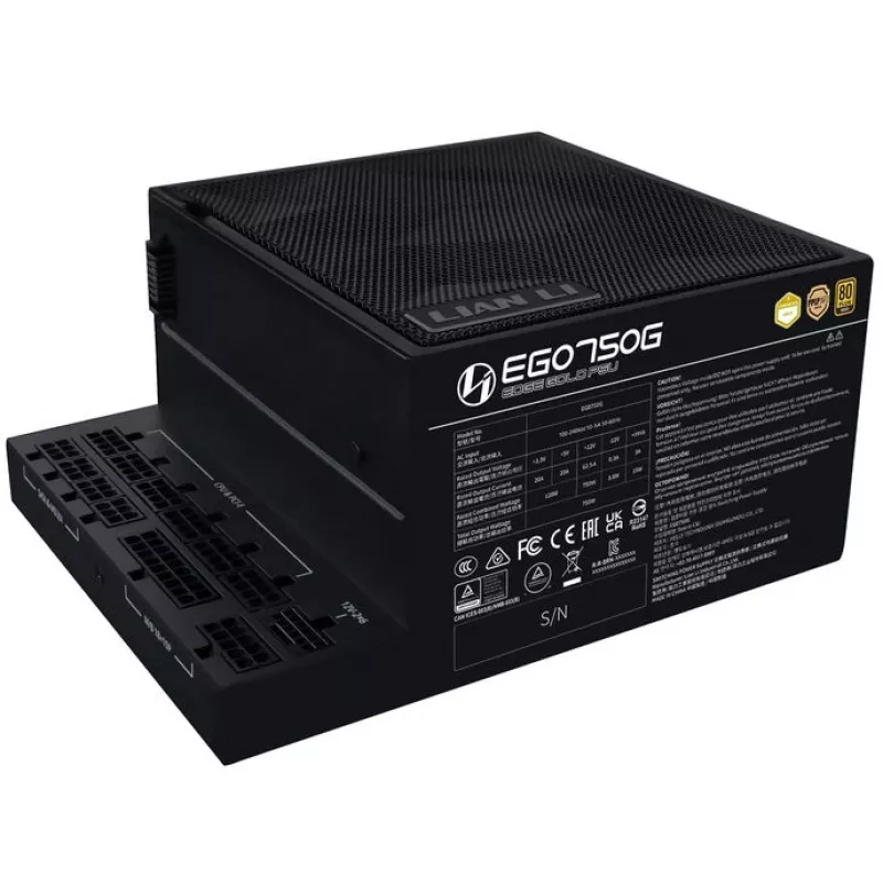 Fonte de alimentação LIAN LI EDGE GOLD 750 — 750W, 80 PLUS Gold, PFC ativo