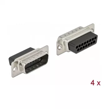 Conector de cabo DeLOCK 66709 D-Sub 15 pinos preto prateado