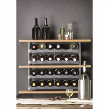 Garrafa de vinho de mesa rotho VARIO para 6 garrafas, dobrável, cinzento, 600×220×140 mm