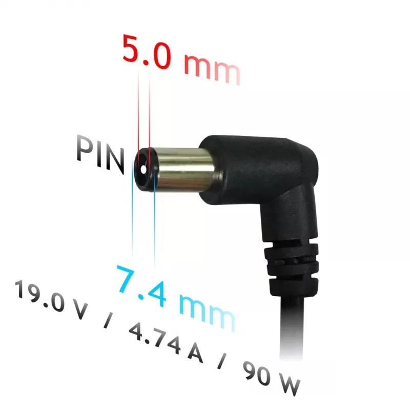 Fonte de alimentação para portátil Akyga AK-ND-04 19 V / 4,74 A, 90 W, ficha 7,4 x 5,0 mm com pino, para HP