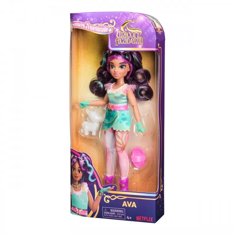 Boneca de moda Spinmaster Unicorn Academy Ava modelo 6072649 – boneca de moda com roupa temática e acessórios