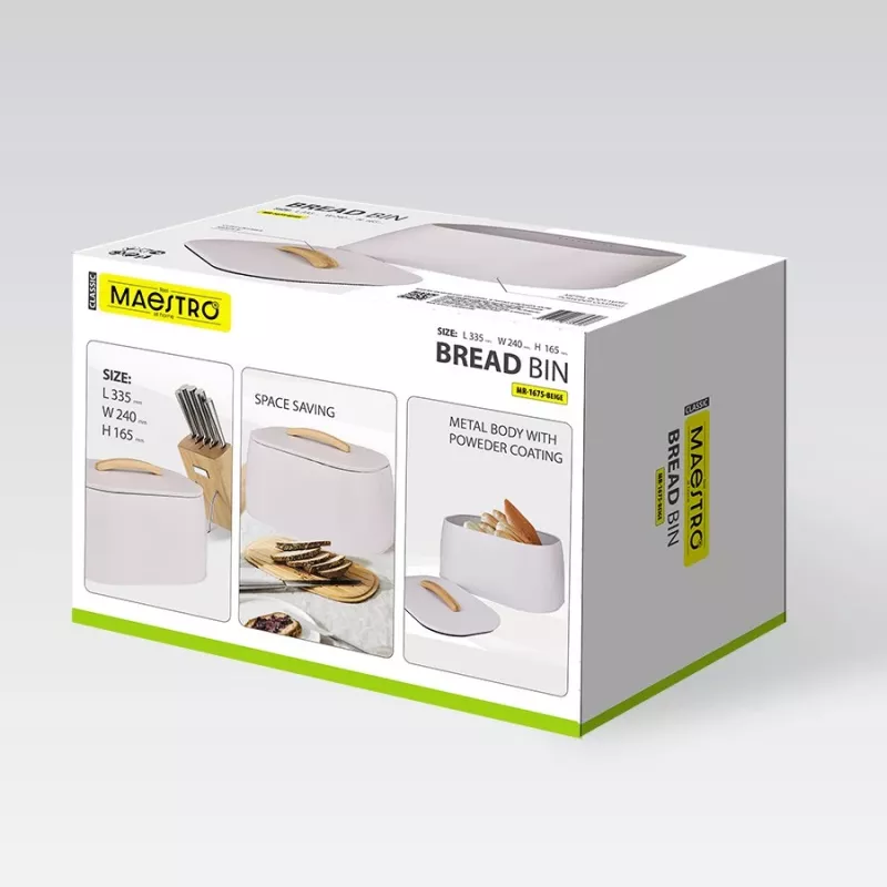 Caixa de pão Maestro MR-1675-BEIGE bege recipiente para guardar pão