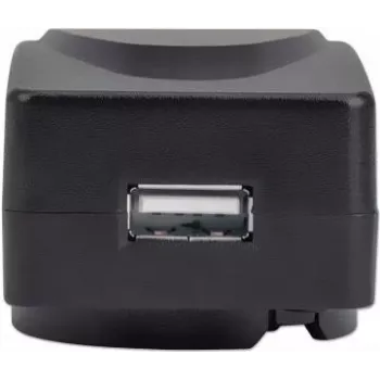 Carregador USB-A de rede Manhattan para dispositivos móveis com adaptadores UK/EU/USA, carregador de smartphone, fonte de alimentação substituível, três anos de garantia, preto