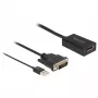 Delock - Cabo adaptador - DVI-D, USB (apenas alimentação) (M) para DisplayPort (F) - DisplayPort 1,2 - 50 cm - Suporte de 4K 30 Hz - Preto (63189)