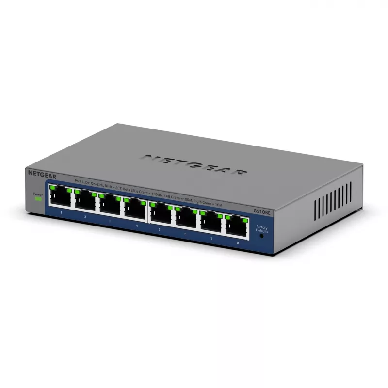 NETGEAR GS108Ev4 Unmanaged L2/L3 Gigabit Ethernet (10/100/1000) Cinzento