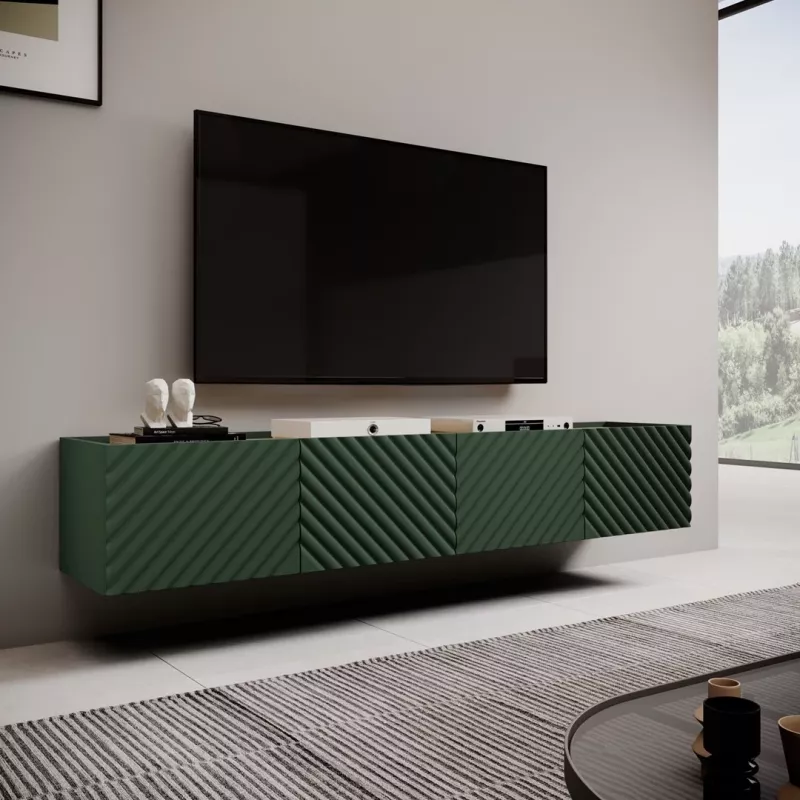 Móvel RTV 4D ONDA 200x40xH54.35 verde (de pé ou montado na parede)