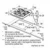 Placa a gás de encastrar Bosch PPP6A2I40, 4 zonas, grelhas em ferro fundido, preta, 590×520×54 mm, controlo por botão rotativo