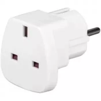 Wentronic Goobay adaptador de viagem, branco - ficha UK > tipo F (tipo F, CEE 7/7) (94270)