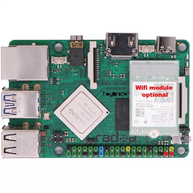 Computador de placa única ALLNET Radxa Rock 3A 2GB RK3568 Quad-Core Cortex-A55 2GHz