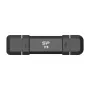 Pen USB Silicon Power DS72 1 TB, USB 3.2 Gen 2 Type-A / Type-C, caixa de alumínio e borracha, preto