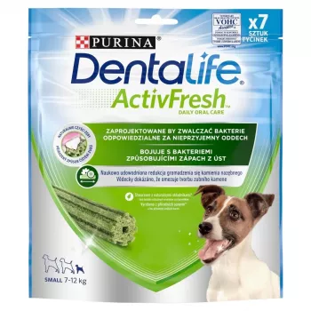 Snack dental Purina Nestle Dentalife Active Fresh Small 115 g — guloseima de higiene oral para cães adultos de raças pequenas (aves), prevenção de tártaro