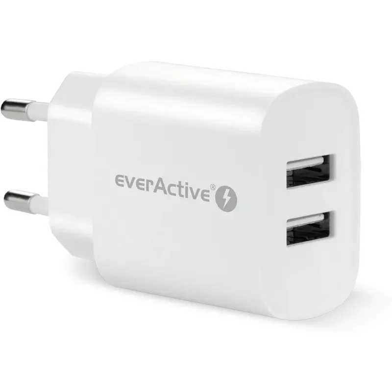 CARREGADOR DE TELEFONE 2X USB 2, 4A 12W BRANCO