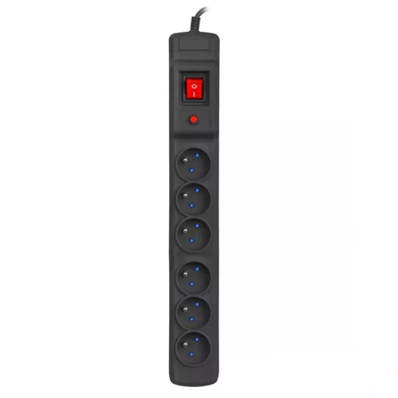 Armac Multi M6 | régua de tomadas | proteção contra sobretensão, 6 tomadas, cabo de 5 m, preto