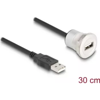 Cabo DeLOCK 88181 USB 2.0 0,3 m USB A preto/prateado