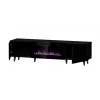 Móvel de TV Cama Meble PAFOS EF com lareira elétrica 180x42x49 cm, preto mate, 2 portas, 1400–1600 W