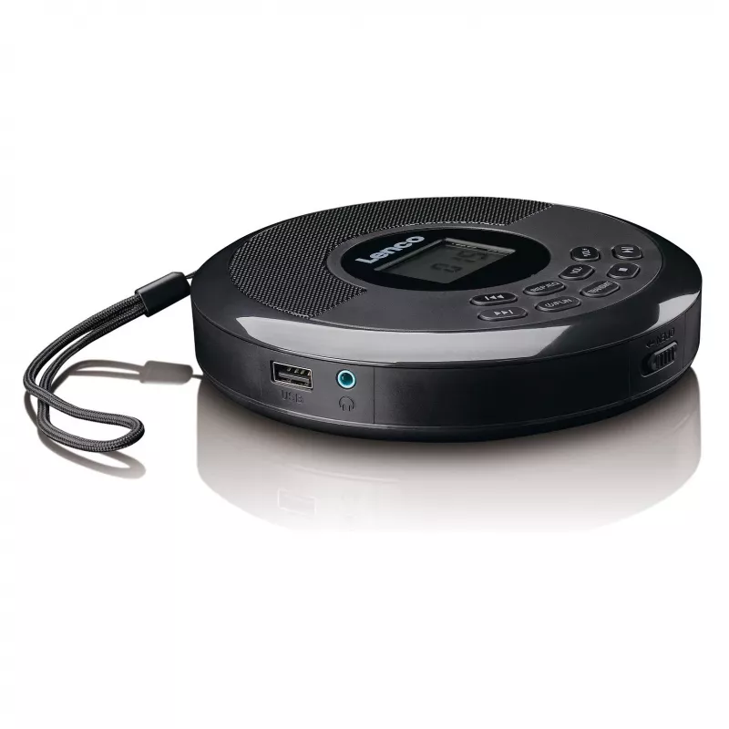 Leitor de CD portátil Lenco CD-340BK — preto, design portátil