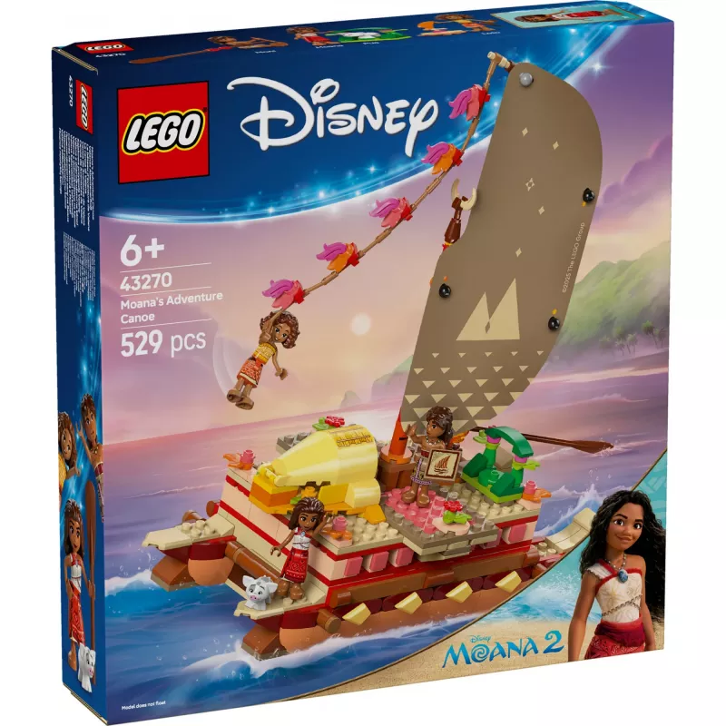 LEGO Disney 43270 A canoa de aventuras da Moana, 529 peças, 3 minifiguras, 6+
