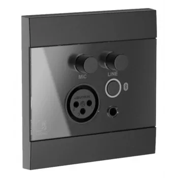 AUDAC WP225/B Painel de parede, microfone XLR + conector fêmea jack 3,5 mm, Bluetooth, preto