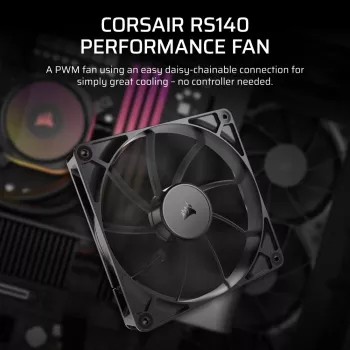 Ventoinha Corsair RS140 14 cm preta 330–1700 rpm 0,11–3,46 mmH2O
