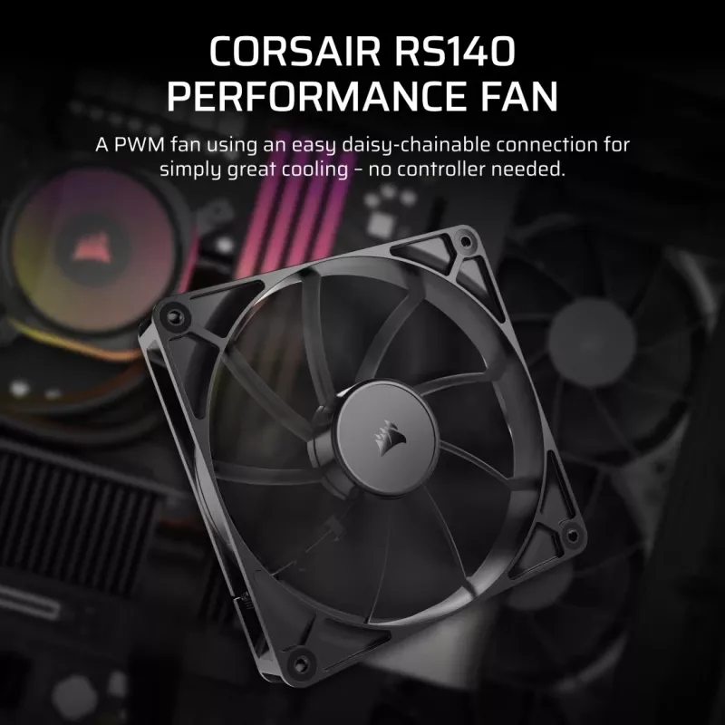 Ventoinha Corsair RS140 14 cm preta 330–1700 rpm 0,11–3,46 mmH2O