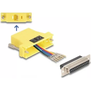 DELOCK D-Sub 25 pinos fêmea para RJ12 fêmea kit de montagem, amarelo