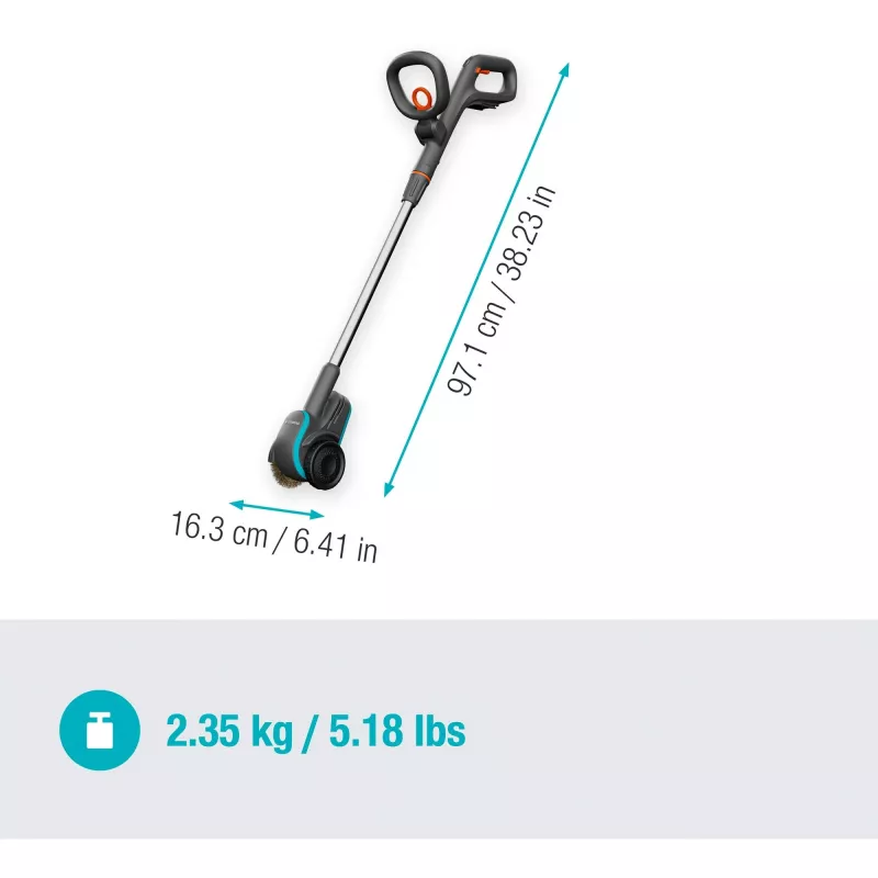 Gardena 14820-55 EasyWeed 1800/18V P4A solo escova de juntas a bateria removedora de ervas daninhas, sem bateria e carregador, cinzento/turquesa