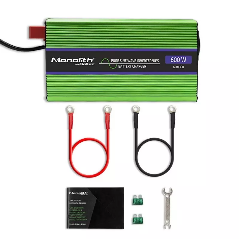 Inversor para automóvel Qoltec Monolith 600 W verde 12 V