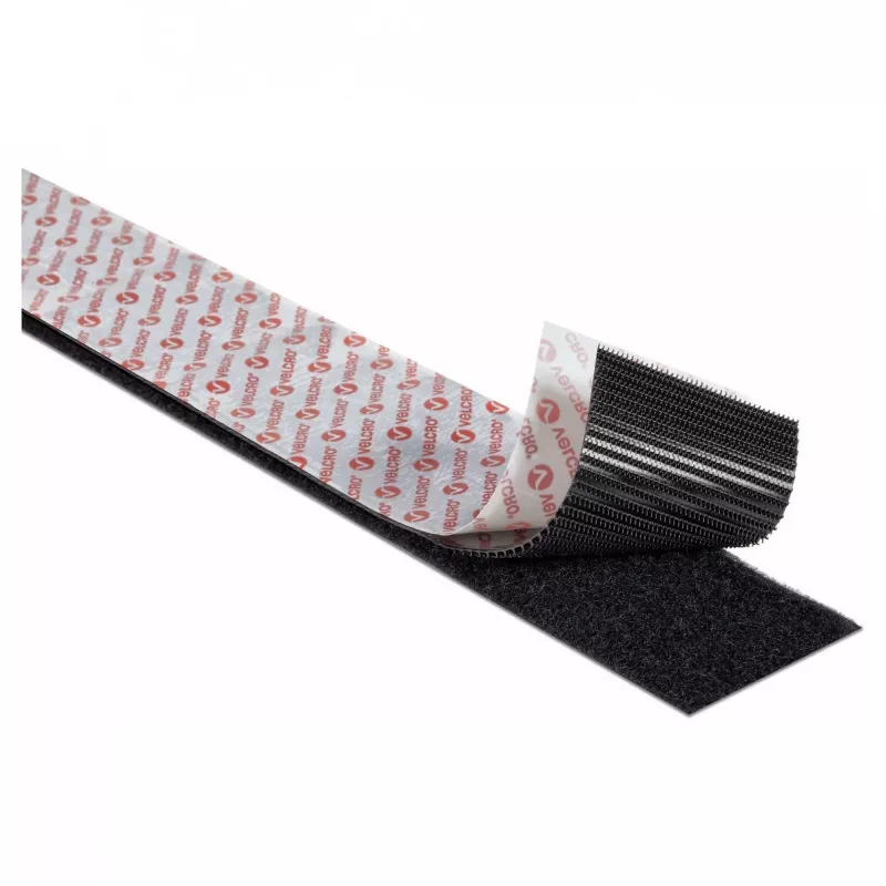 Fita VELCRO extra forte autocolante, gancho e laço 50mm x 2,5m preto