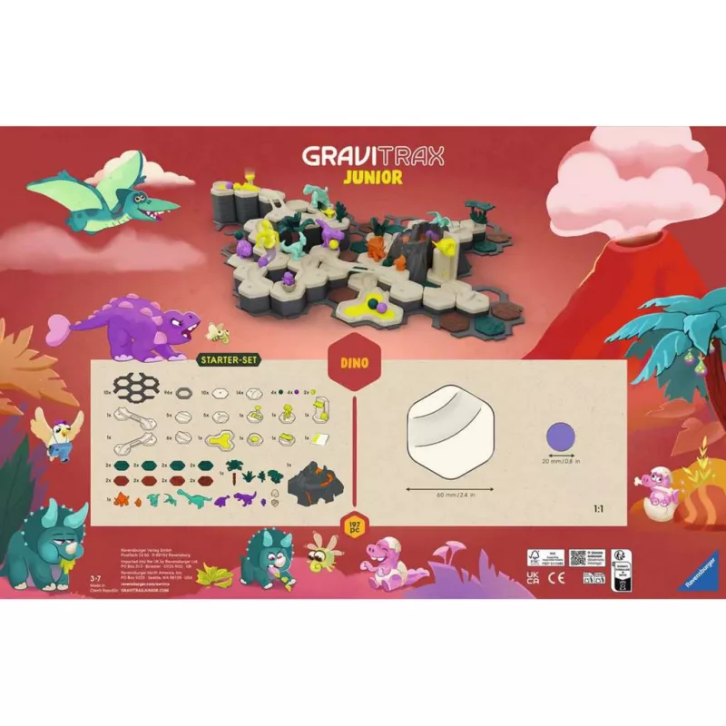 Pista de berlindes Ravensburger GraviTrax Junior conjunto inicial XXL Dino, construção de percursos para crianças